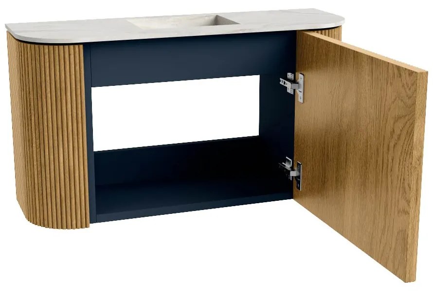 Mondiaz Joya DLux 75cm toiletmeubel ronding links/rechts oak met wastafel faye midden zonder kraangat ostra