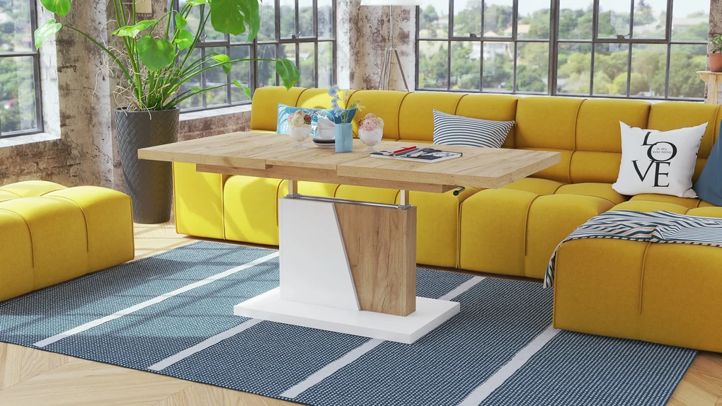 Mazzoni GRAND NOIR gouden eiken / zwart, uitschuifbare tafel