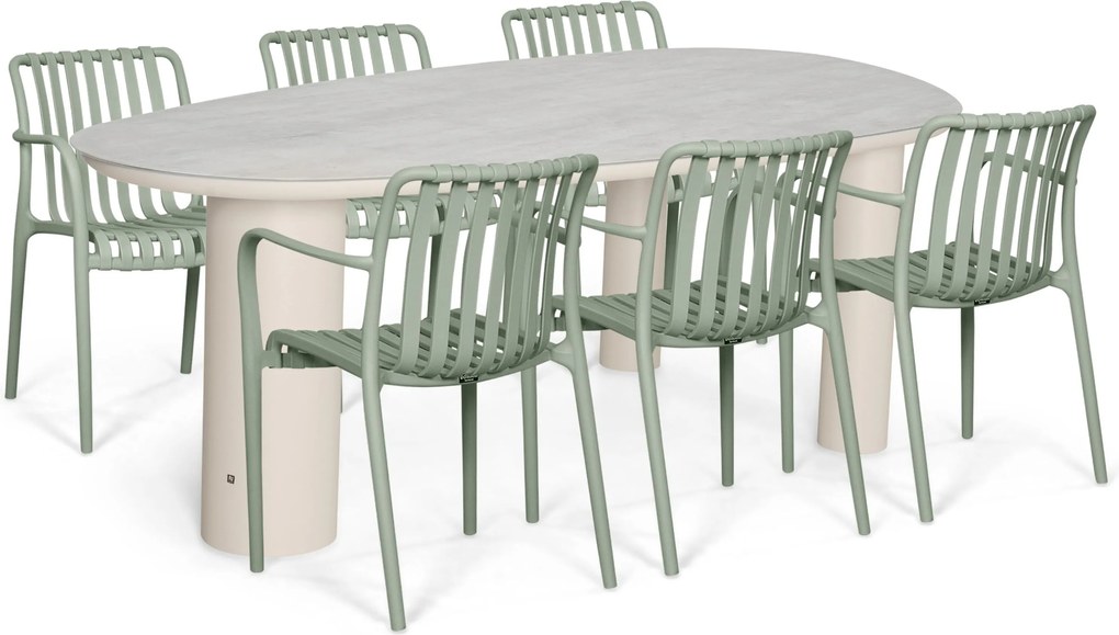 Tuinset 6 personen 240 cm Kunststof Groen Domani Furniture Alba/Guave