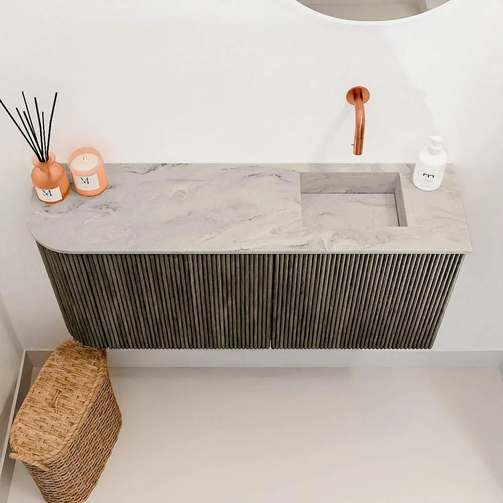 Mondiaz Joya DLux 90cm toiletmeubel ronding links shadow met wastafel faye rechts zonder kraangat glace