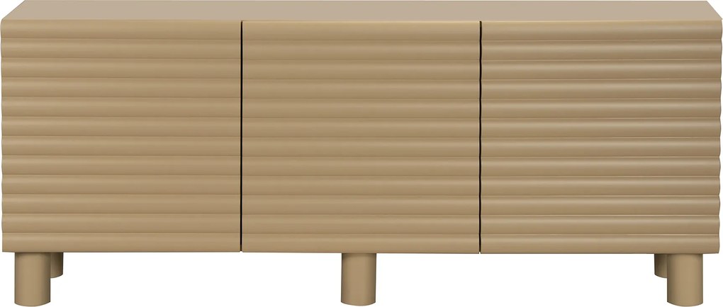 Dressoir Met Grote Ribbels Zandkleur 180 Cm - 180x40x75cm.