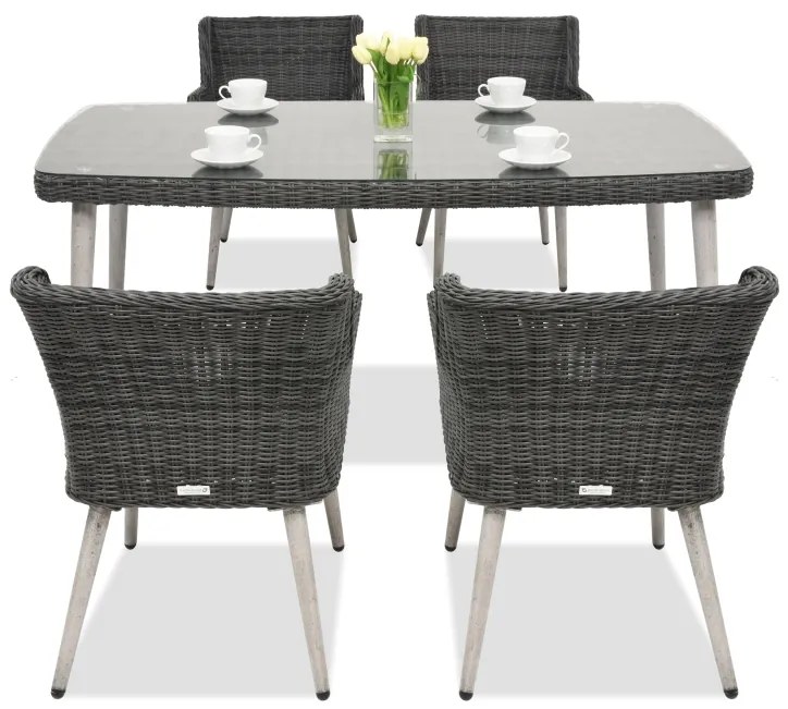Exclusieve dining tuinset van kunststof rotan Córdoba antraciet voor 4 personen Garden Point