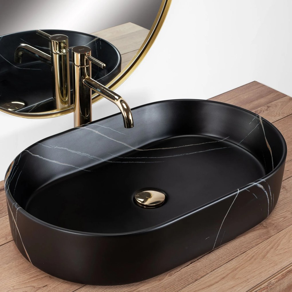 Opzetwastafel Rea Nadia Stone Black Matt