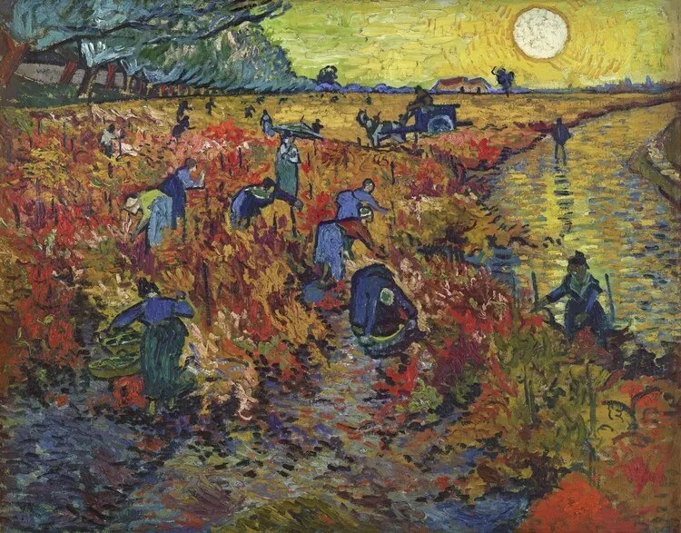 Kunstreproductie Red Vineyards at Arles, 1888, Vincent van Gogh