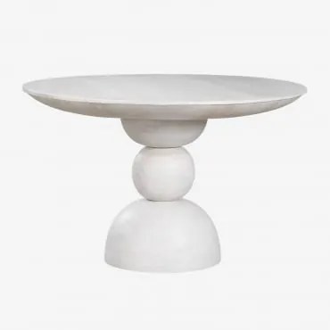 Ronde Eettafel Ø120 Cm Van Mangohout Betsabe Wit Hout - Sklum