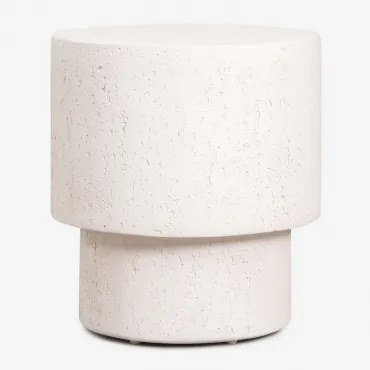 Nachtkastje Ø45 Cm In Cement Selara Wit - Sklum