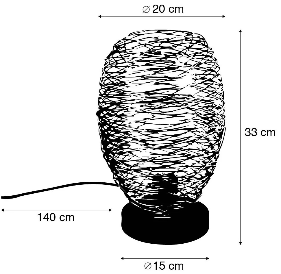 Design tafellamp koper met zwart 30 cm - Sarella Design E27 rond Binnenverlichting Lamp