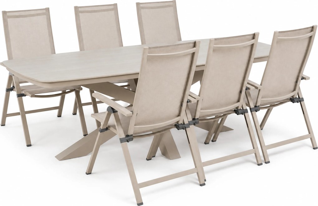Tuinset 6 personen 220 cm Aluminium Zand/Beige Hartman Alice