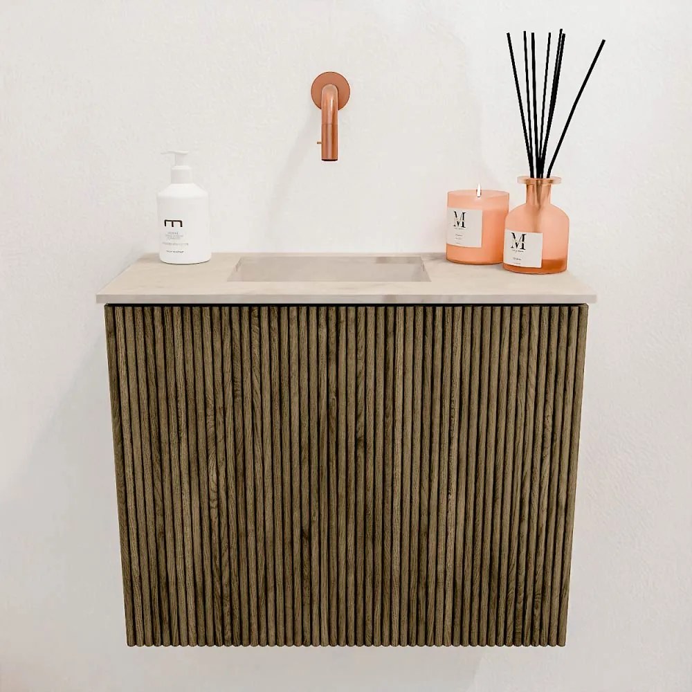 Mondiaz Joya DLux 50cm toiletmeubel dusk met wastafel faye links zonder kraangat frappe