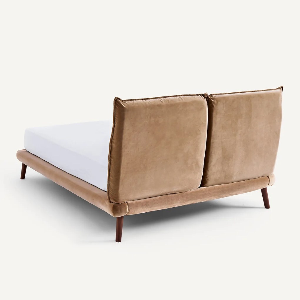 Fluwelen 2-persoons bed, Aurore, ontwerp Emmanuel Gallina