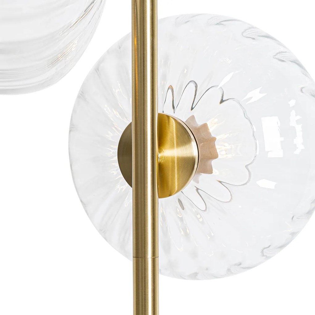 Art Deco vloerlamp goud met glas 3-lichts - Ayesha Art Deco E27 Binnenverlichting Lamp