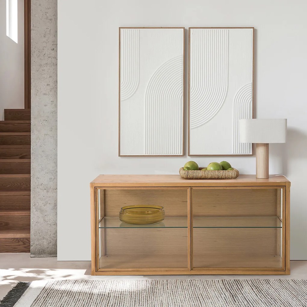Buffetkast met vitrine, in eik, Iéna, design E.Gallina
