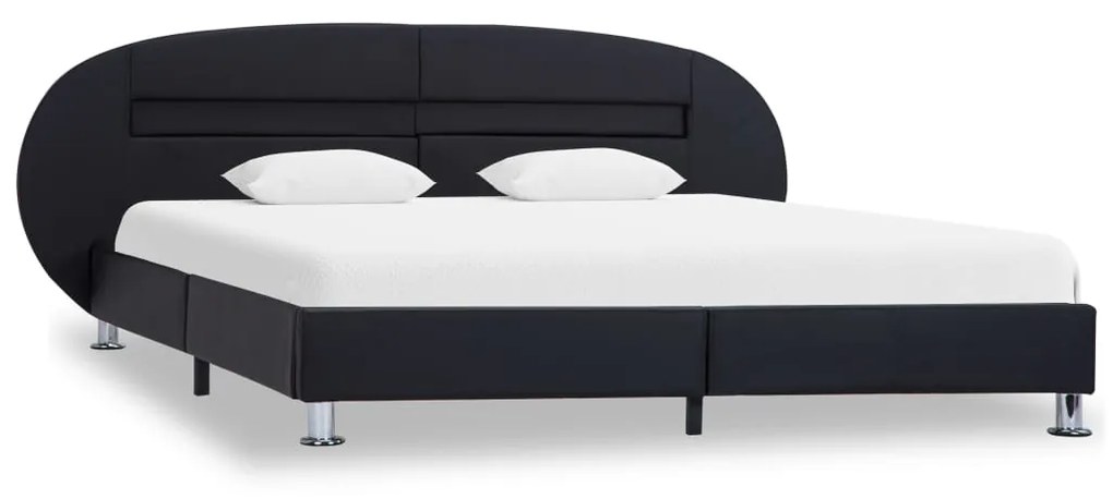 vidaXL Bedframe met LED kunstleer zwart 140x200 cm