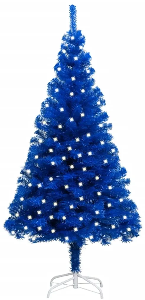vidaXL Kunstkerstboom met LED's en standaard 240 cm PVC blauw