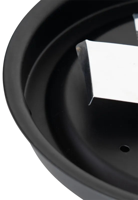 Klassieke plafondlamp zwart met smoke glas 23 cm IP44 - Nohmi