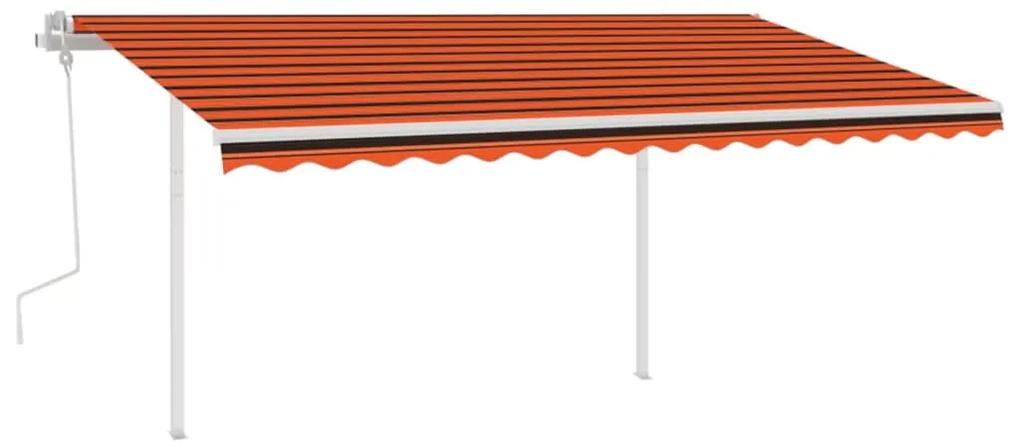 vidaXL Luifel handmatig uittrekbaar met palen 4x3 m oranje en bruin