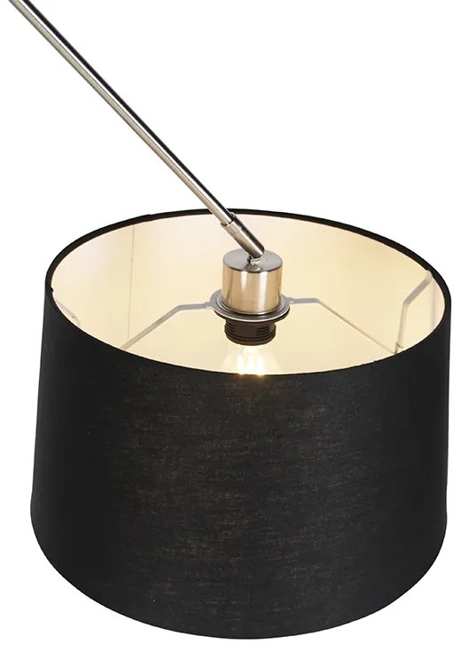 Hanglamp staal met linnen kap zwart 35 cm - Blitz