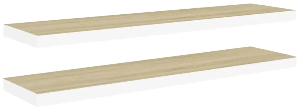 vidaXL Wandschappen zwevend 2 st 90x23,5x3,8 cm MDF eikenkleurig wit