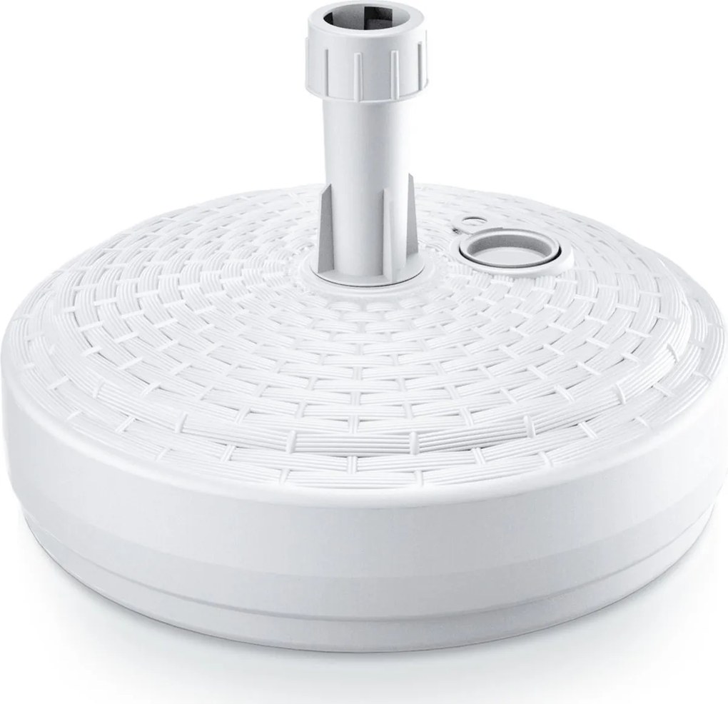 Prosperplast Parasolvoet Rond - 39 cm - Rotan look - Wit - 10 Liter - Buisdiameter Ø24 - 30 mm