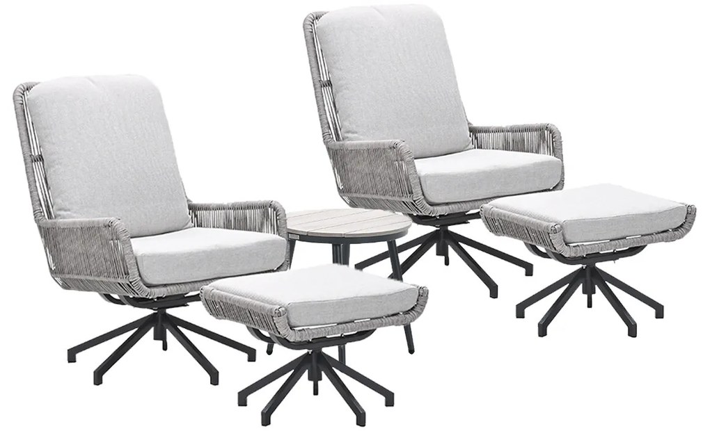 Garden Impressions Bosh draaibare loungestoelen - Lucas bijzettafel Ø50x48 cm