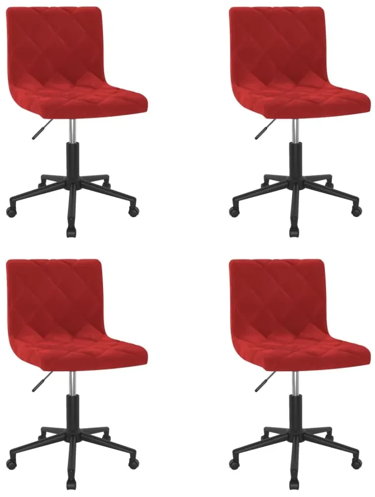 vidaXL Eetkamerstoelen draaibaar 4 st fluweel wijnrood
