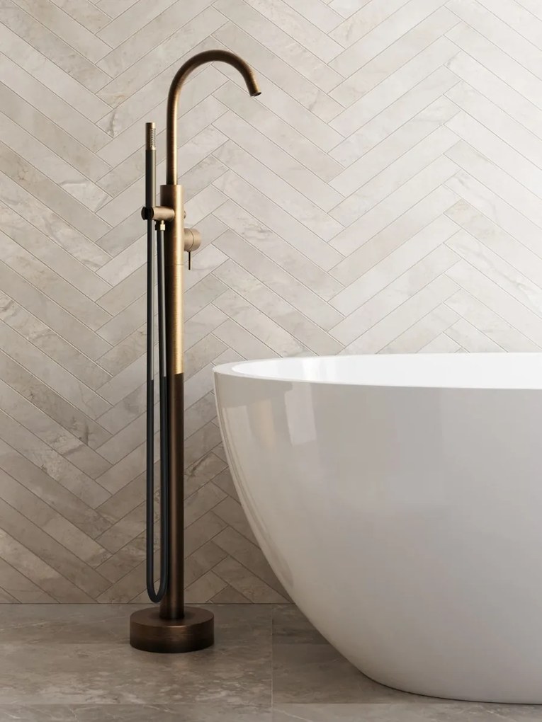 Saniclear Antique Stripes Pro vrijstaande badkraan verouderd messing