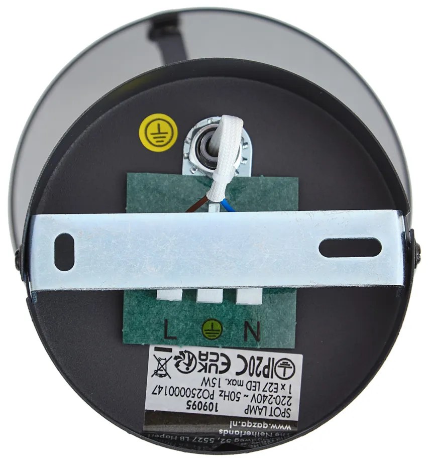 Design wandspot zwart met smoke glas - Domo