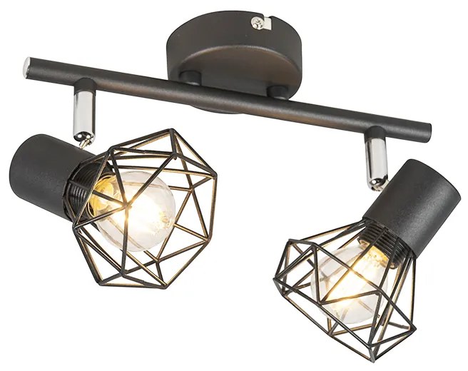 Art Deco Spot / Opbouwspot / Plafondspot zwart draai- en kantelbaar 2-lichts - Mosh Modern E14 Binnenverlichting Lamp