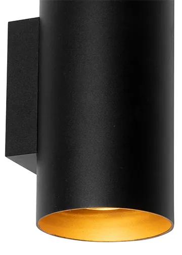 Design wandlamp zwart met goud - Sab Design GU10 cilinder / rond Binnenverlichting Lamp