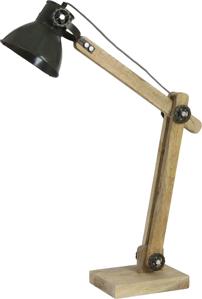 Bureaulamp EKERD - hout - bruin met leger groen - L