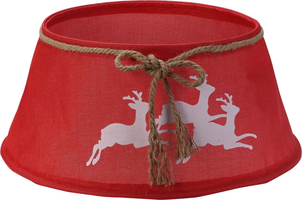 Famiflora kerstboomvoet Hoes Rood met Rendieren - Diameter 56 x 25 cm (boven diameter 38,5 cm) – Feestelijke Afdekkap – Sierlijke Kerstafwerking voor Boomvoet