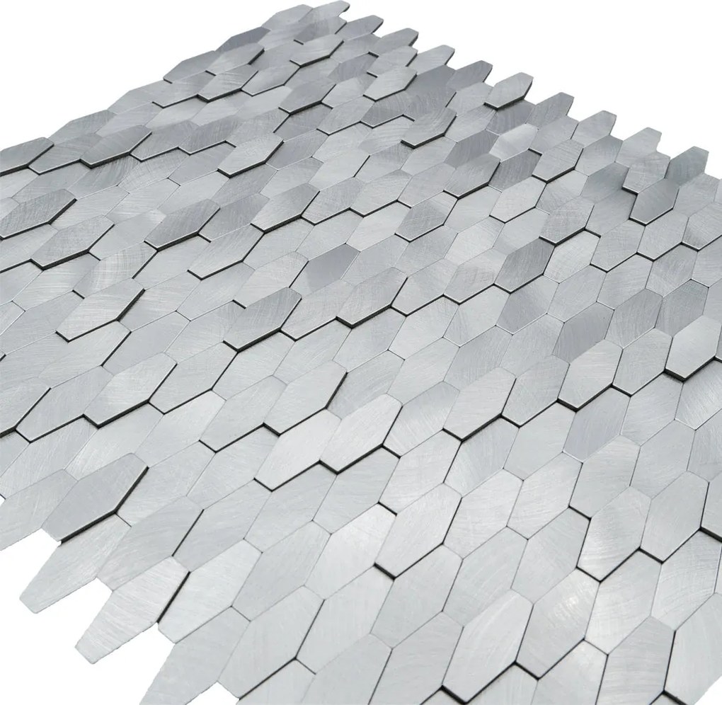 Zelfklevende Mozaïektegels Metaal | Picket 3D Zilver | 31×30 cm | Keuken, Bad & WC