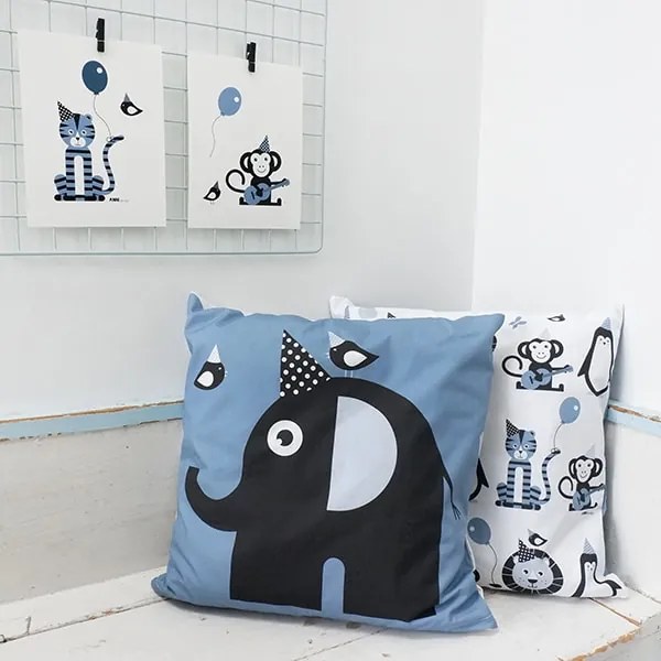 ANNI Design - Kussen Kinderkamer Olifant - Blauw