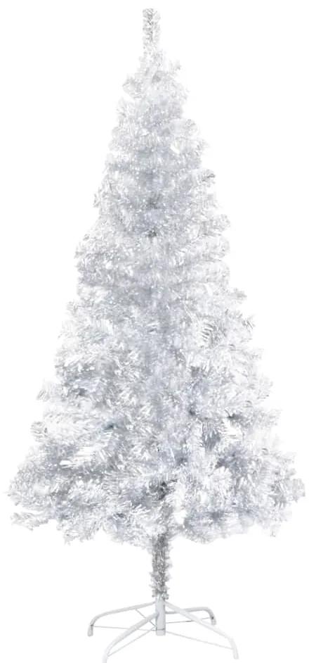 vidaXL Kunstkerstboom met LED's en standaard 150 cm PET zilverkleurig