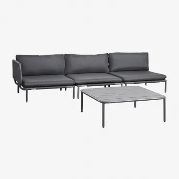 Tuinset Met 3-delige Modulaire Hoekbank En Salontafel Van Roubly-staal Grijs – Grafiet - Sklum