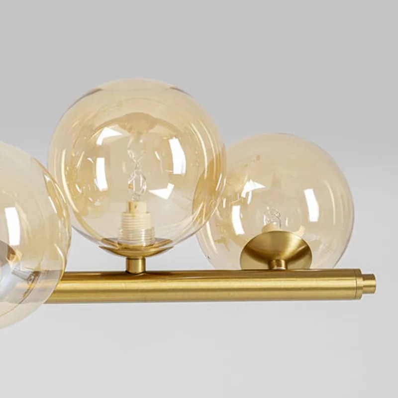 Hanglamp Breed Met Glazen Bollen Messing