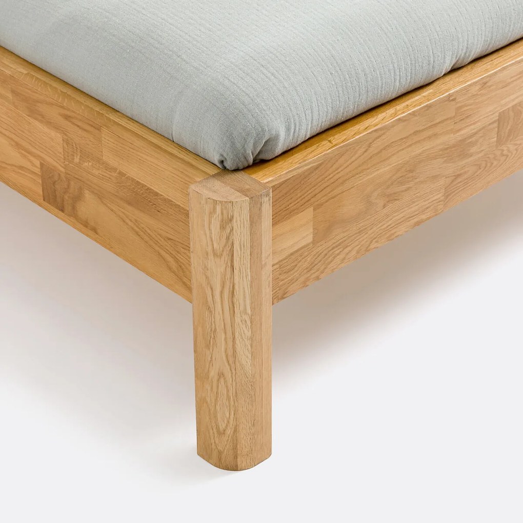 Bed in massief eik met lattenbodem ZULDA 1 persoon