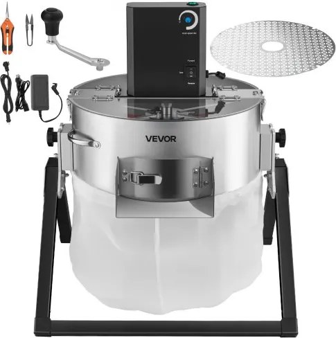 VEVOR Oogstmachine, 2-in-1 Handmatig & Elektrisch, 370 mm Knopsnijder met Roestvrijstalen Messen, Nat/Droog Hydroponische Snijmachine met Droogrooster, voor Plantenknoppen & Bloemen
