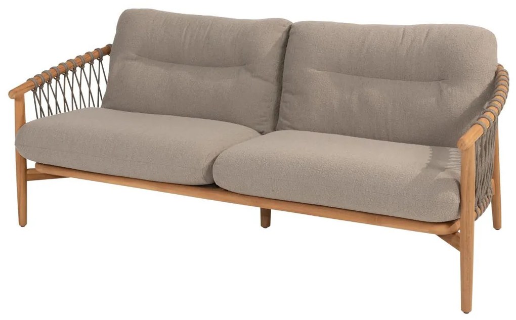 4 Seasons Outdoor Nora loungeset naturel teak met Pablo loungetafel Ø 80 cm SALE Loungeset taupe weerbestendig