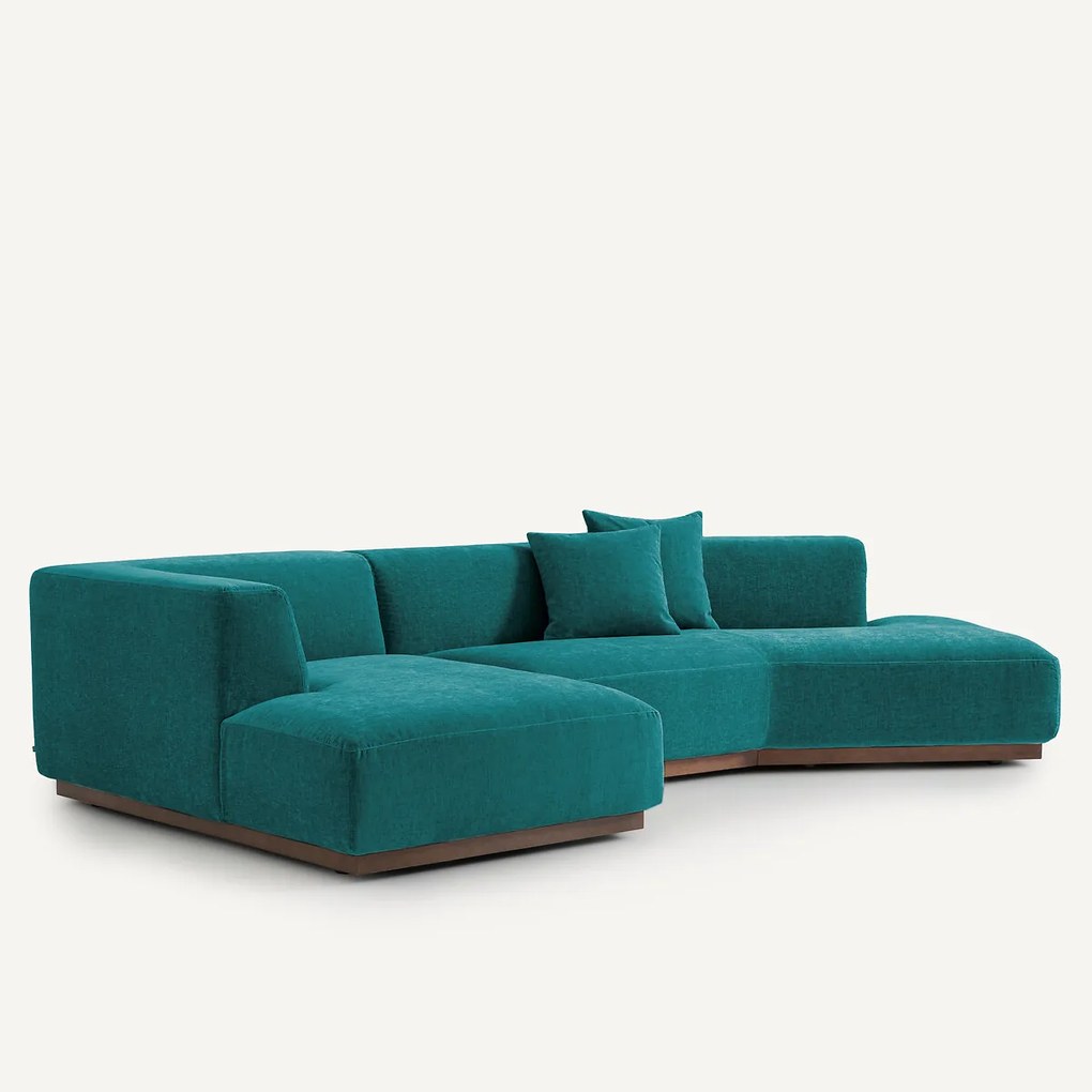 Open hoekbank in chenille fluweel, Jacopo
