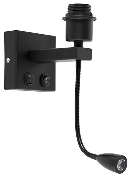 LED Moderne wandlamp zwart met flexarm - Brescia Combi Modern E27 vierkant Binnenverlichting Lamp