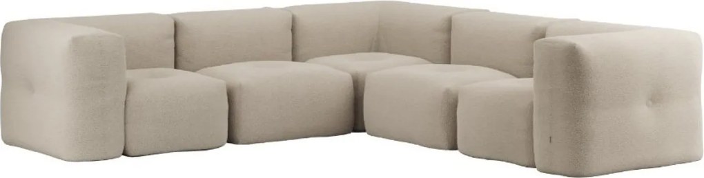 Soft Zitzak Indoor 5 Seater Hoekbank - Teddy Beige