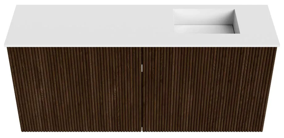 Mondiaz Joya 90cm toiletmeubel walnut met wastafel faye rechts zonder kraangat talc