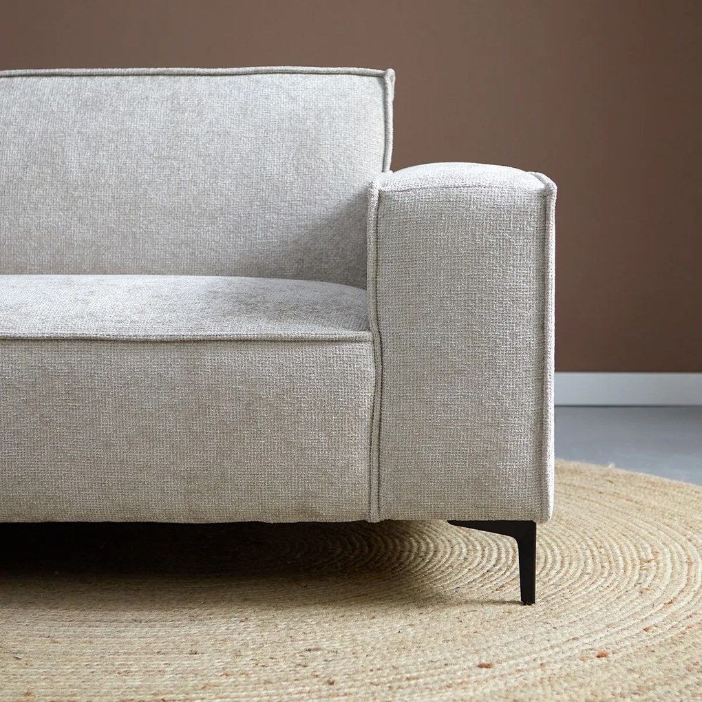 Moderne Hoekbank Beige Stof Ottoman LinksIdesin Majestic 603