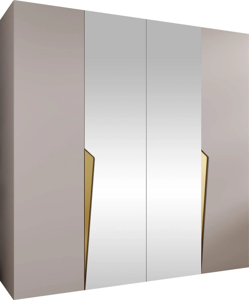 Kledingkast Hartford 610, Gouden, Kasjmier, 202x200x52cm, 135.3 kg, Kledingkast deuren: Met scharnieren