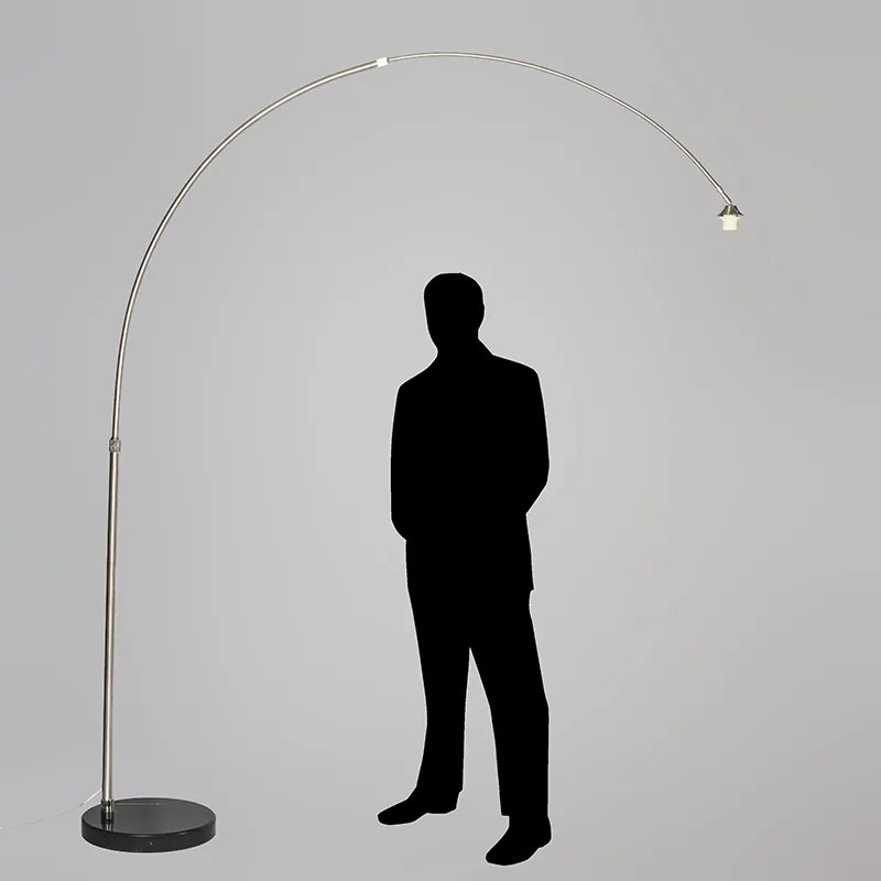 Moderne booglamp staal met marmeren voet - XXL