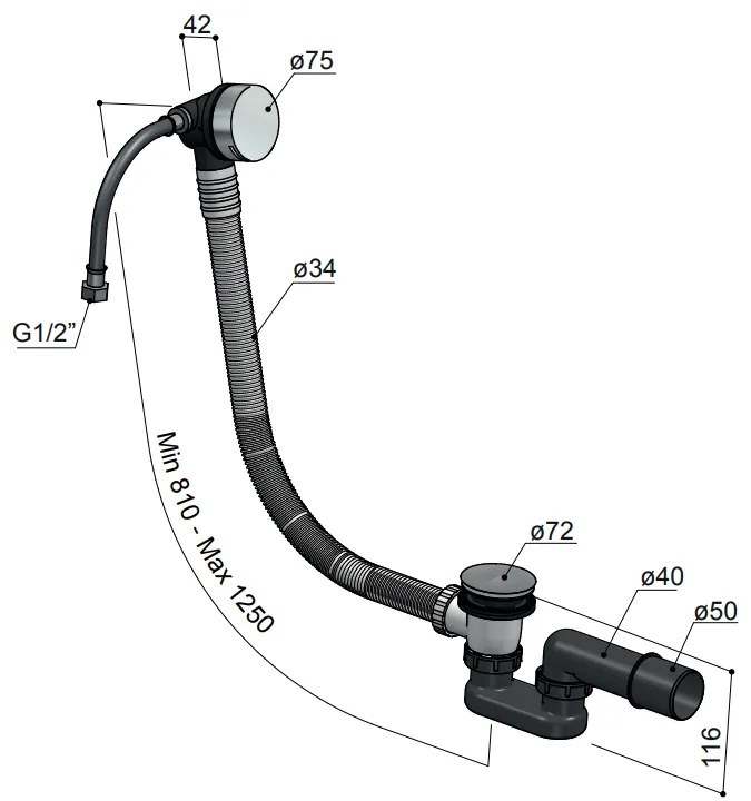 Hotbath Archie badoverloop met vulcombinatie koper geborsteld PVD