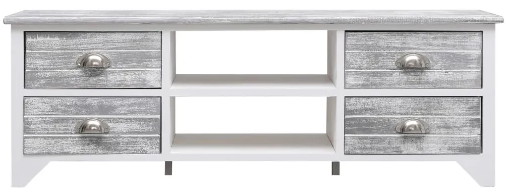 vidaXL Tv-meubel 115x30x40 cm paulowniahout wit en grijs