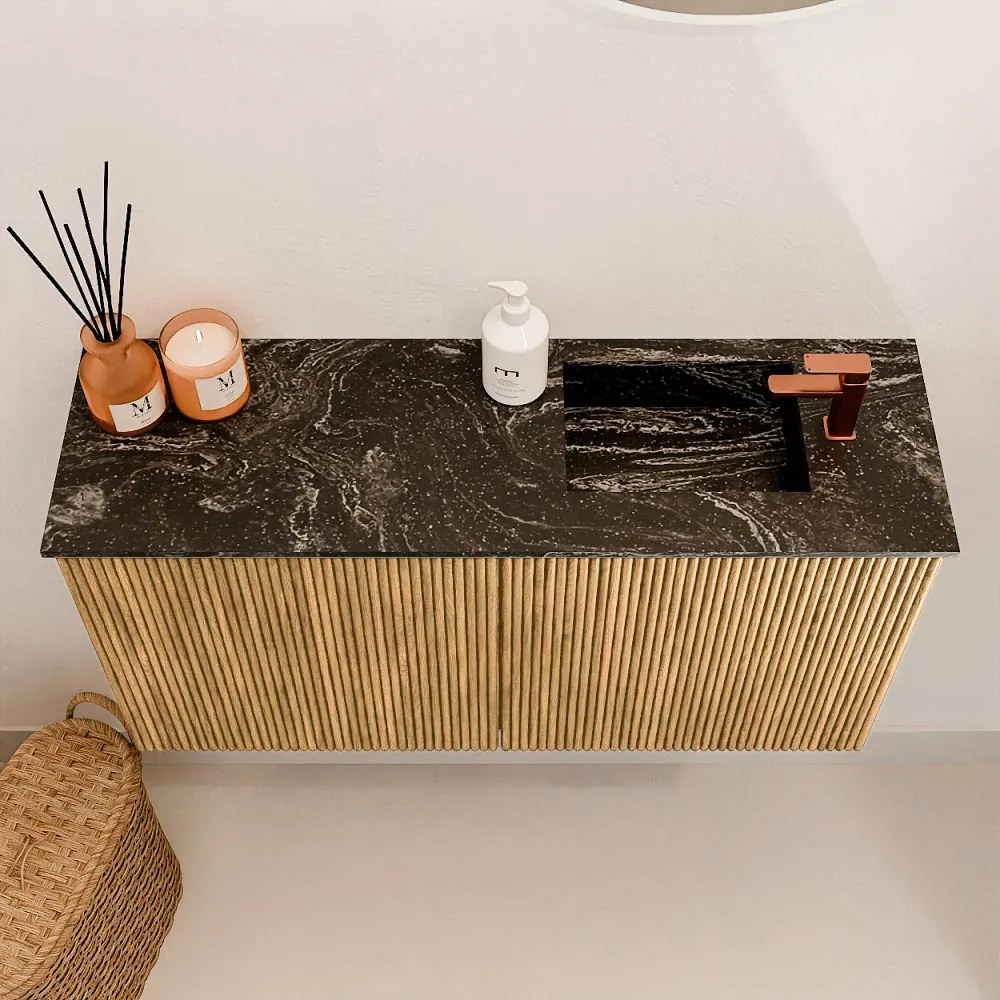 Mondiaz Joya DLux 80cm toiletmeubel oak met wastafel faye rechts 1 kraangat lava