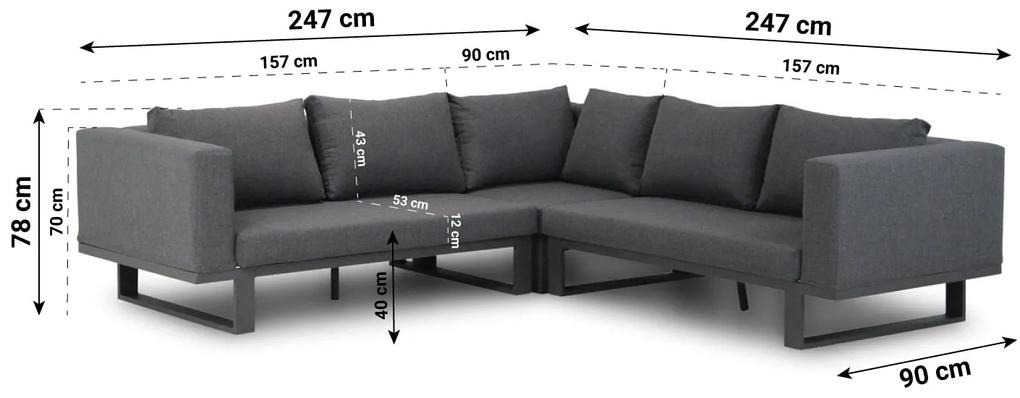Hoek loungeset  Aluminium/Outdoor textiel/Aluminium/teak Grijs 5 personen Lifestyle Garden Furniture Club